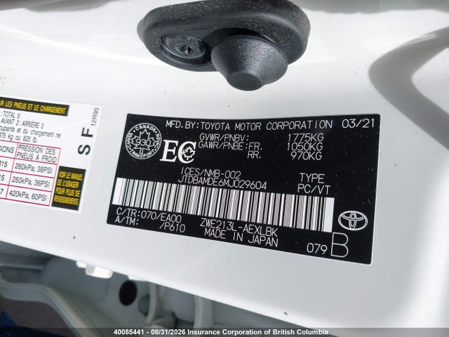 JTDBAMDE6MJ029604 Toyota Corolla