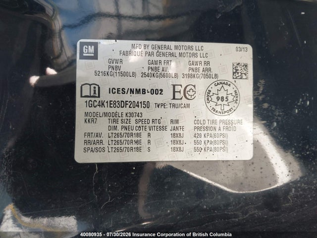 Продажа на аукционе авто 2013 Chevrolet Silverado K3500 Ltz, vin: 1GC4K1E83DF204150, номер лота: 40080935