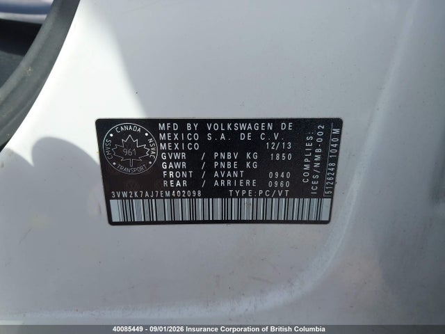Volkswagen Jetta 2014 3VW2K7AJ7EM402098 Image 9