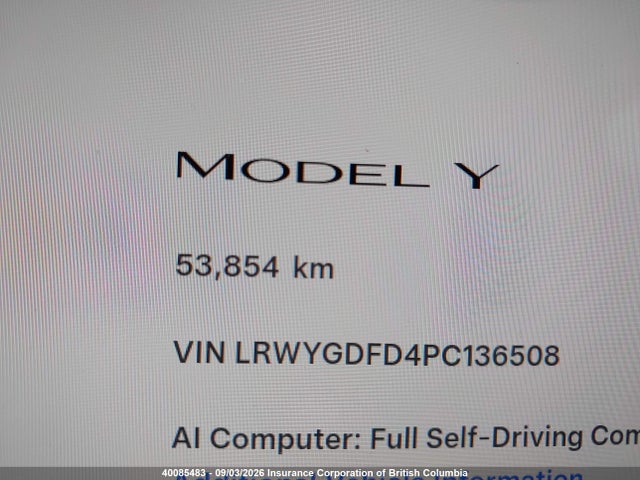 LRWYGDFD4PC136508 Tesla Model Y