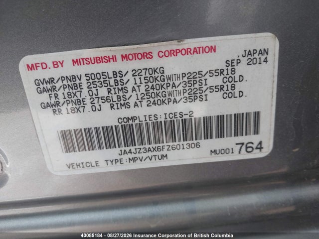 Mitsubishi Outlander Se 2015 JA4JZ3AX6FZ601306 Image 9