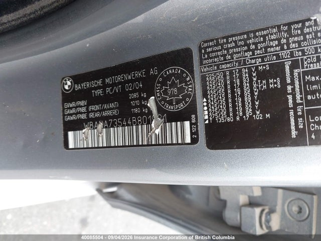 Aukcja sprzedaży 2004 Bmw 530i, vin: WBANA73544B801931, numer aukcji: 40085504