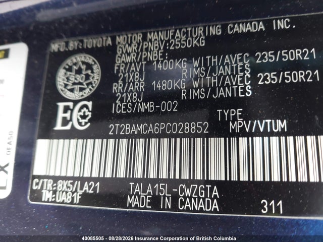 40085505 :رقم المزاد ، 2T2BAMCA6PC028852 vin ، 2023 Lexus Rx 350 مزاد بيع