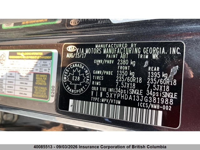 Продажа на аукционе авто 2018 Kia Sorento Ex, vin: 5XYPHDA13JG381988, номер лота: 40085513