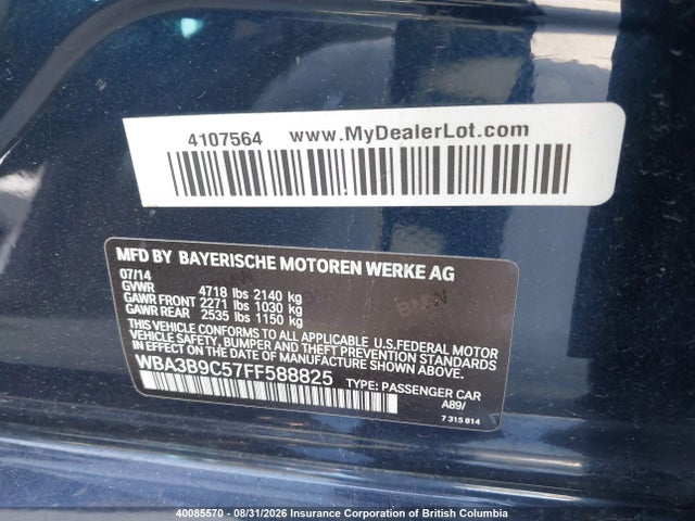 WBA3B9C57FF588825 BMW 3-SERIES