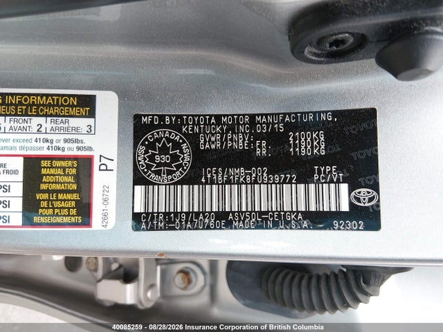4T1BF1FK8FU939772 Toyota Camry Le/xle/se/xse
