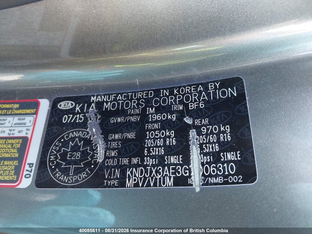 Aukcja sprzedaży 2016 Kia Soul, vin: KNDJX3AE3G7006310, numer aukcji: 40085611