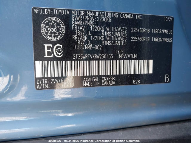 2T35WRFVXRW250155 Toyota RAV4