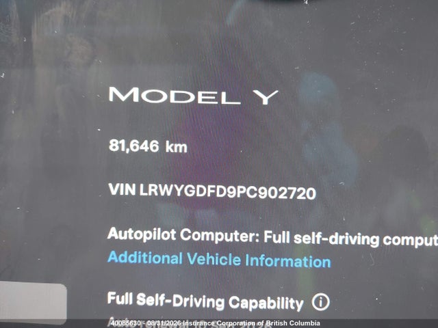 LRWYGDFD9PC902720 Tesla Model Y