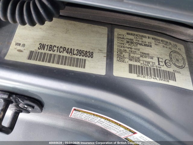 Продаж на аукціоні авто 2010 Nissan Versa, vin: 3N1BC1CP4AL395838, номер лоту: 40085639