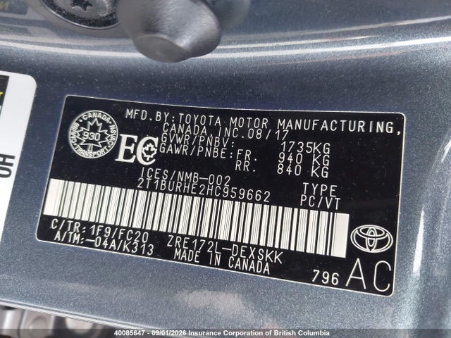 2T1BURHE2HC959662 Toyota Corolla L/le/xle/se/xse