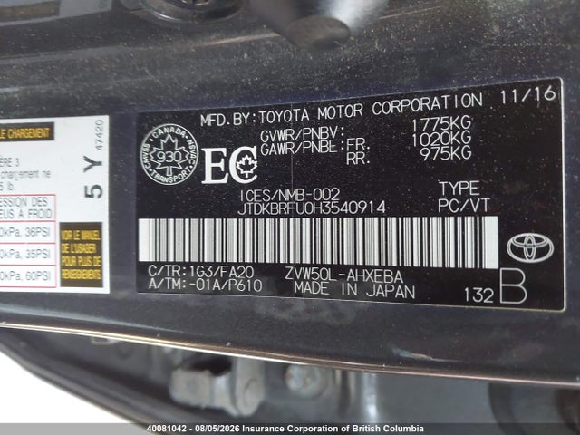 Toyota Prius 2017 JTDKBRFU0H3540914 Image 19