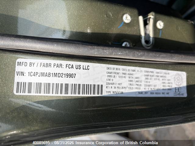 1C4PJMAB1MD219907 Jeep Cherokee Sport