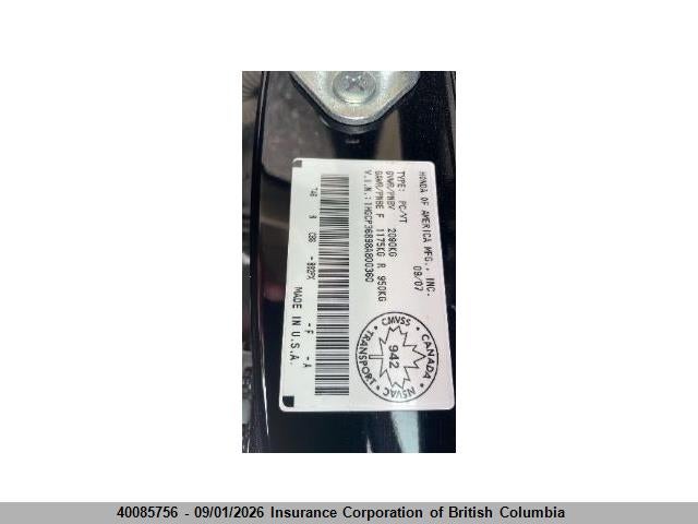 40085756 :رقم المزاد ، 1HGCP36898A800360 vin ، 2008 Honda Accord Exl مزاد بيع