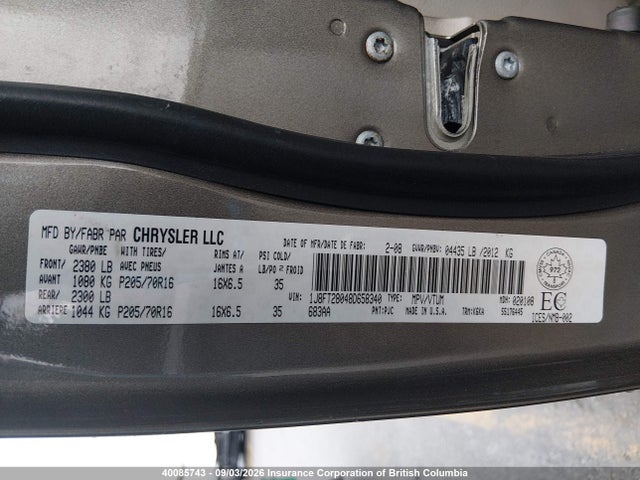 40085743 :رقم المزاد ، 1J8FT28048D658340 vin ، 2008 Jeep Patriot Sport مزاد بيع