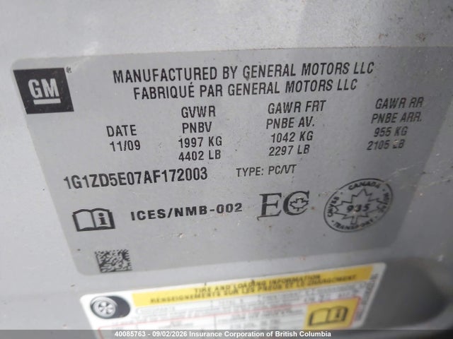 Продаж на аукціоні авто 2010 Chevrolet Malibu 2lt, vin: 1G1ZD5E07AF172003, номер лоту: 40085763