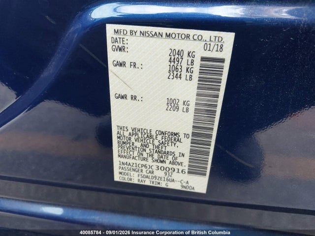 1N4AZ1CP6JC300916 Nissan Leaf
