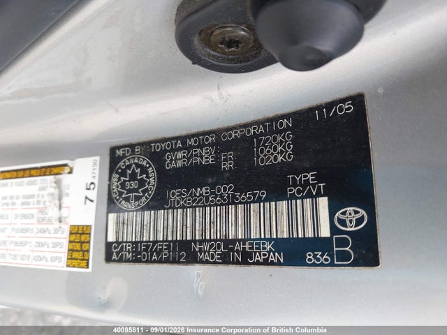 40085811 :رقم المزاد ، JTDKB22U563136579 vin ، 2006 Toyota Prius مزاد بيع