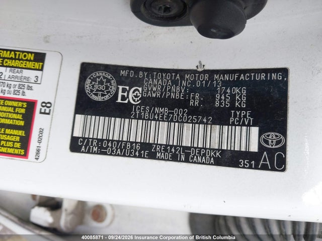 Продажа на аукционе авто 2013 Toyota Corolla S/le, vin: 2T1BU4EE7DC025742, номер лота: 40085871