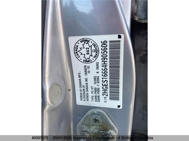 Продаж на аукціоні авто 2004 Honda Civic, vin: 2HGES16664H905606, номер лоту: 40085879