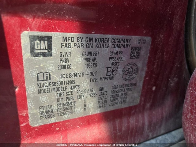 Продажа на аукционе авто 2013 Buick Encore, vin: KL4CJGSB3DB114905, номер лота: 40085882