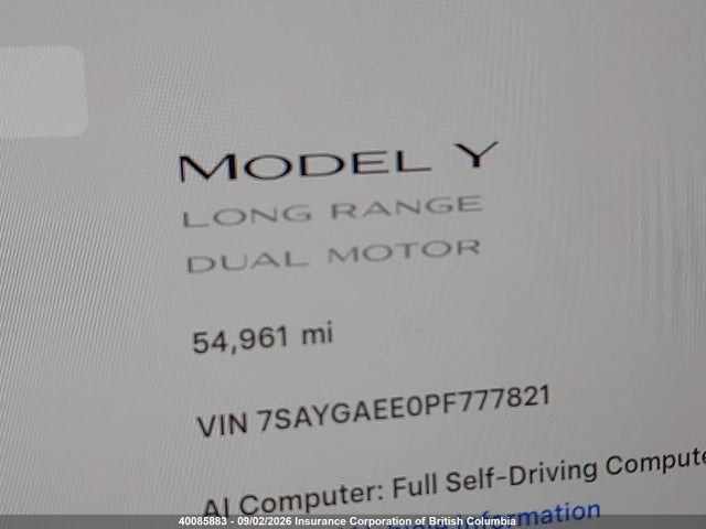Продажа на аукционе авто 2023 Tesla Model Y, vin: 7SAYGAEE0PF777821, номер лота: 40085883