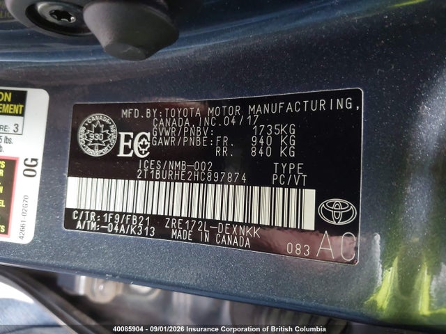 2T1BURHE2HC897874 Toyota Corolla L/le/xle/se/xse