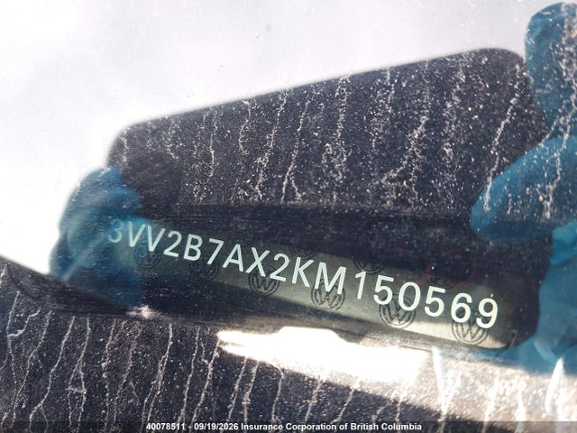 40078511 :رقم المزاد ، 3VV2B7AX2KM150569 vin ، 2019 Volkswagen Tiguan Se/sel/sel R-line Jet-black/sel R-line مزاد بيع