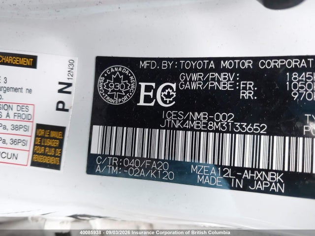 Toyota Corolla Se/xse 2021 JTNK4MBE8M3133652 Image 9
