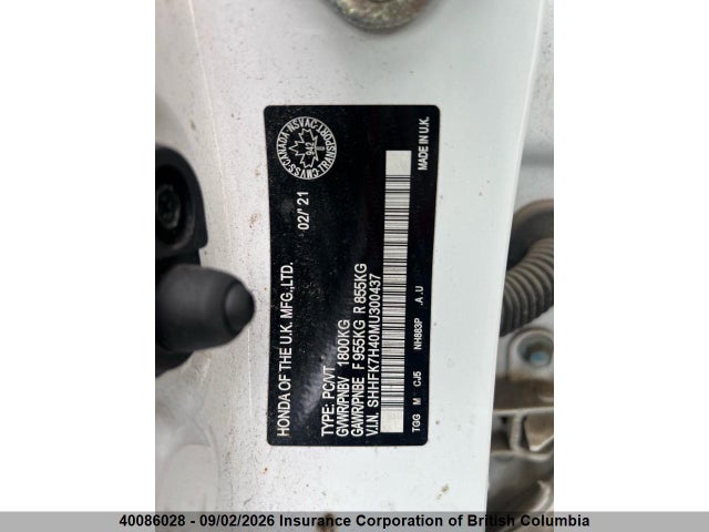 SHHFK7H40MU300437 Honda Civic