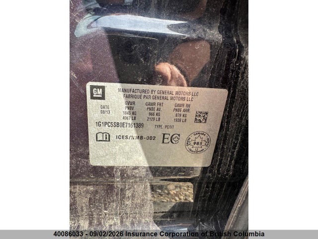 1G1PC5SB0E7161389 Chevrolet Cruze