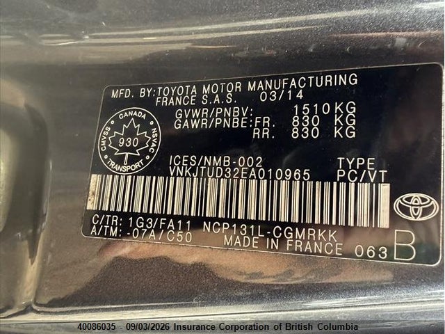 Toyota Yaris 2014 VNKJTUD32EA010965 Image 5