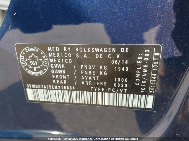Volkswagen Jetta 2014 3VWD07AJ5EM316884 Image 9