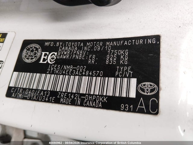 Продажа на аукционе авто 2010 Toyota Corolla Matrix, vin: 2T1KU4EE3AC484570, номер лота: 40080962