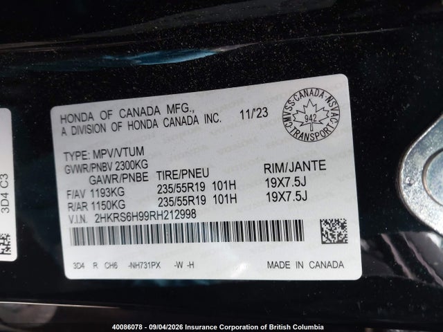 Honda CR-V 2024 2HKRS6H99RH212998 Image 9