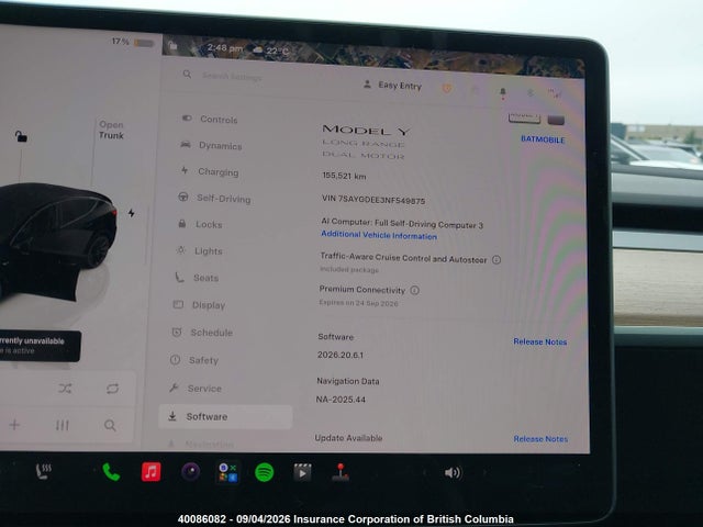 Продажа на аукционе авто 2022 Tesla Model Y Long Range, vin: 7SAYGDEE3NF549875, номер лота: 40086082