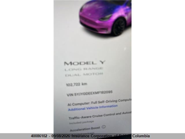 Продажа на аукционе авто 2021 Tesla Model Y, vin: 5YJYGDEEXMF182095, номер лота: 40086102