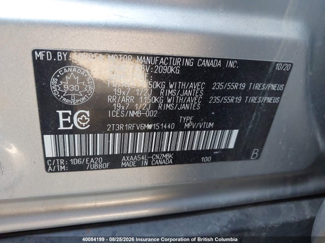 Aukcja sprzedaży 2021 Toyota Rav4 Xle/xle Premium, vin: 2T3R1RFV6MW151440, numer aukcji: 40084199