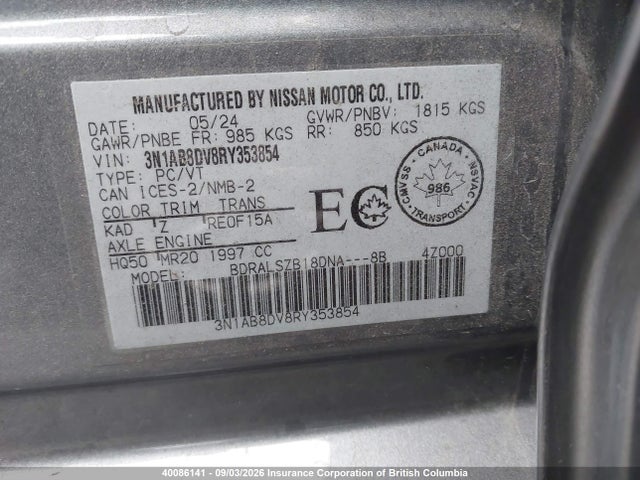 Продаж на аукціоні авто 2024 Nissan Sentra Sr, vin: 3N1AB8DV8RY353854, номер лоту: 40086141