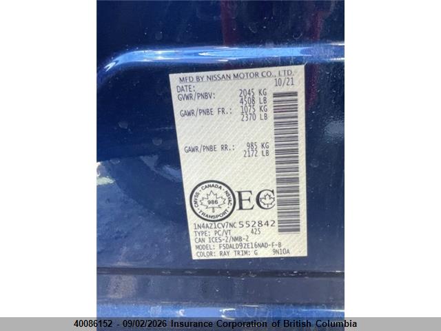 Продаж на аукціоні авто 2022 Nissan Leaf, vin: 1N4AZ1CV7NC552842, номер лоту: 40086152