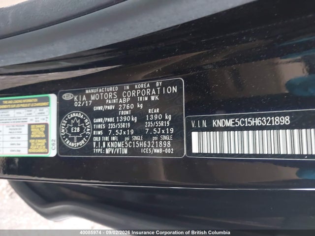 KNDME5C15H6321898 KIA Sedona Sxl