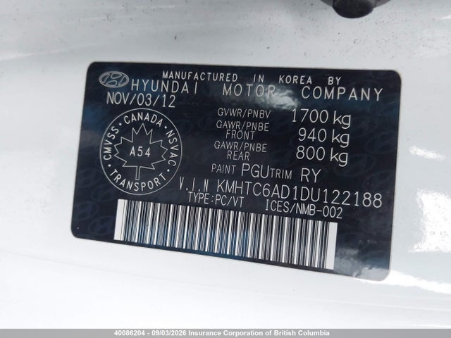 Продаж на аукціоні авто 2013 Hyundai Veloster, vin: KMHTC6AD1DU122188, номер лоту: 40086204