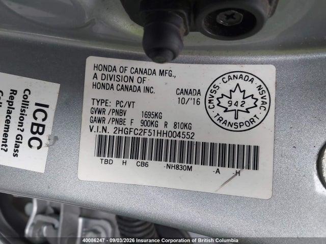 Honda Civic 2017 2HGFC2F51HH004552 Image 9