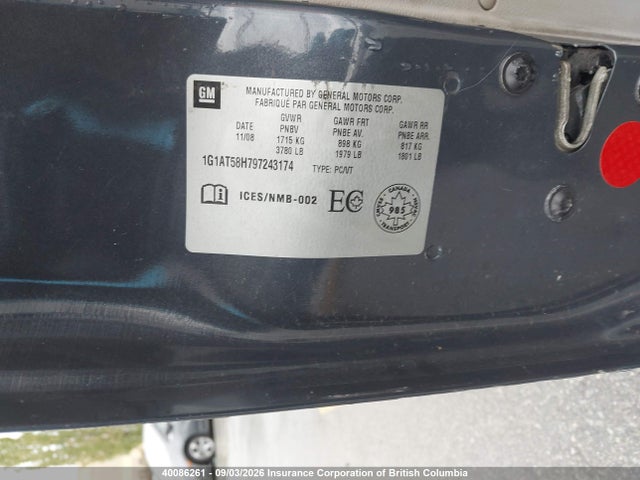 Продаж на аукціоні авто 2009 Chevrolet Cobalt Lt, vin: 1G1AT58H797243174, номер лоту: 40086261