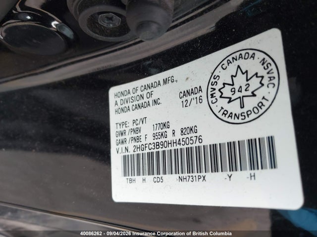 Honda Civic 2017 2HGFC3B90HH450576 Image 9