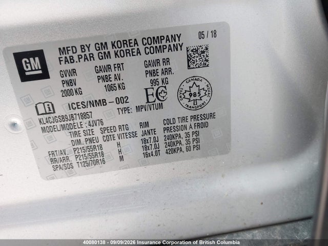 Продажа на аукционе авто 2018 Buick Encore Essence, vin: KL4CJGSB9JB718857, номер лота: 40080138