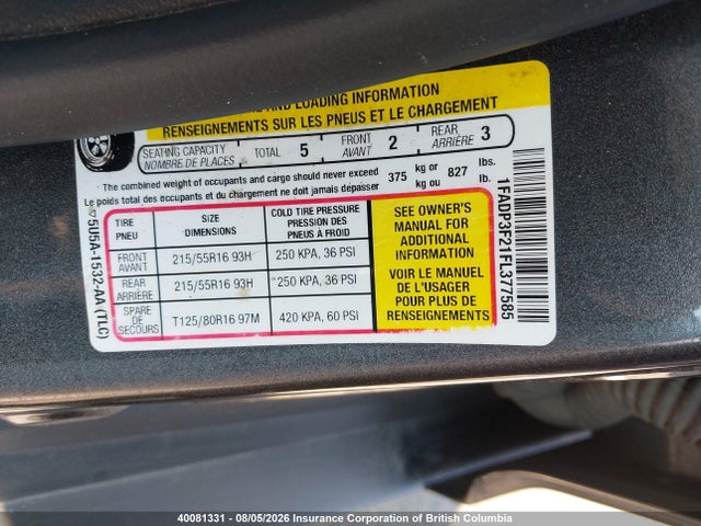40081331 :رقم المزاد ، 1FADP3F21FL377585 vin ، 2015 Ford Focus Se مزاد بيع