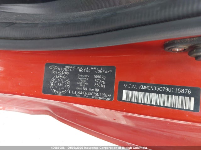 Продаж на аукціоні авто 2009 Hyundai Accent Se, vin: KMHCN35C79U115876, номер лоту: 40086086