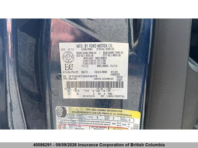 2013 Ford F150 მანქანა იყიდება აუქციონზე, vin: 1FTVW1ET3DKF45178, აუქციონის ნომერი: 40086291