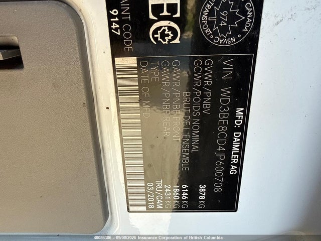 WD3BE8CD4JP600708 Mercedes-Benz Sprinter 2500 High Roof V6